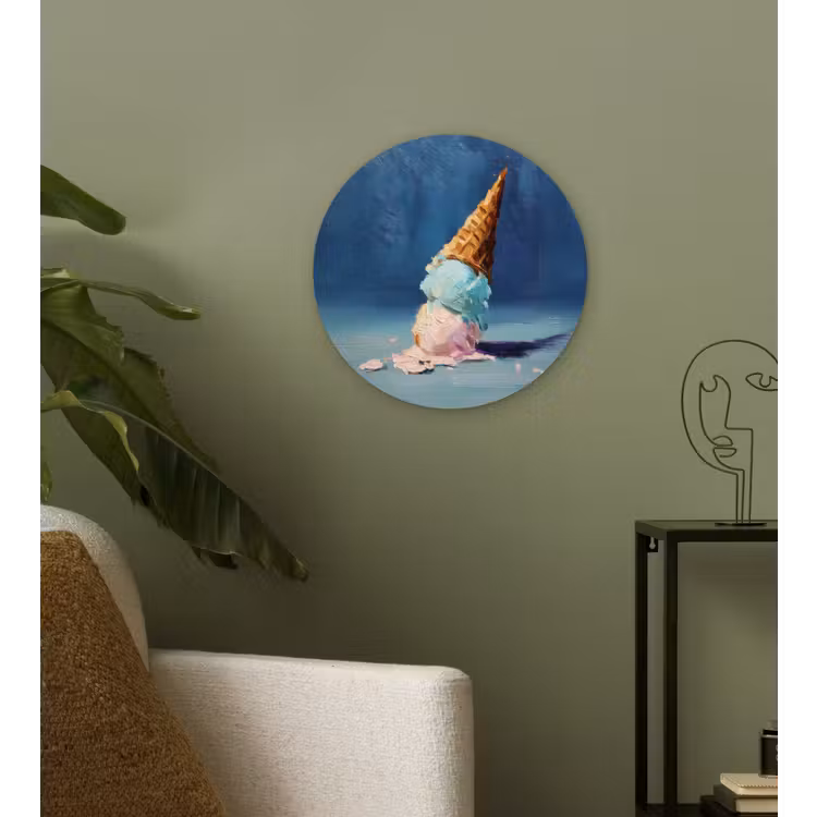 Ijshoorn - Bolletjes - Smelt - Roze Wandcirkel plexiglas klein -sfeer3
