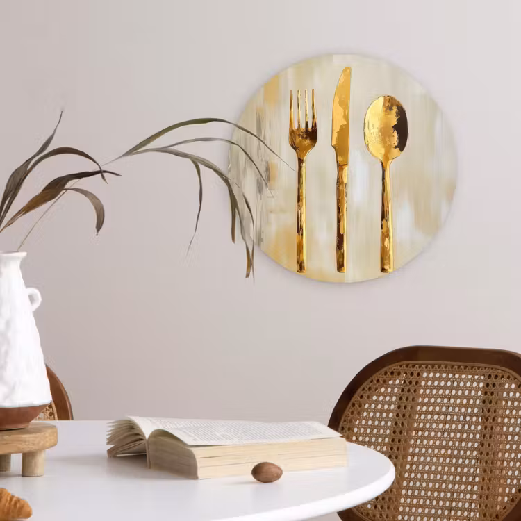 Verf - Goud - Bestek Wandcirkel plexiglas klein -sfeer4