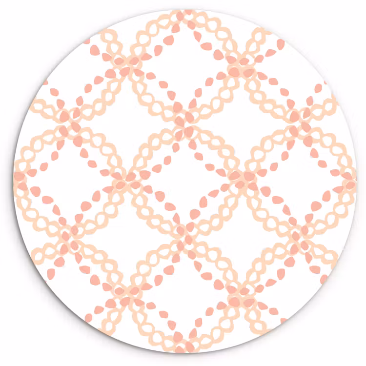 Koraalkleur - Vlechtmotief - Wit Wandcirkel plexiglas klein 852 -3d
