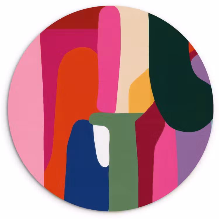 Kleurvakken - Recht - Rond - Abstract Wandcirkel plexiglas klein -3d