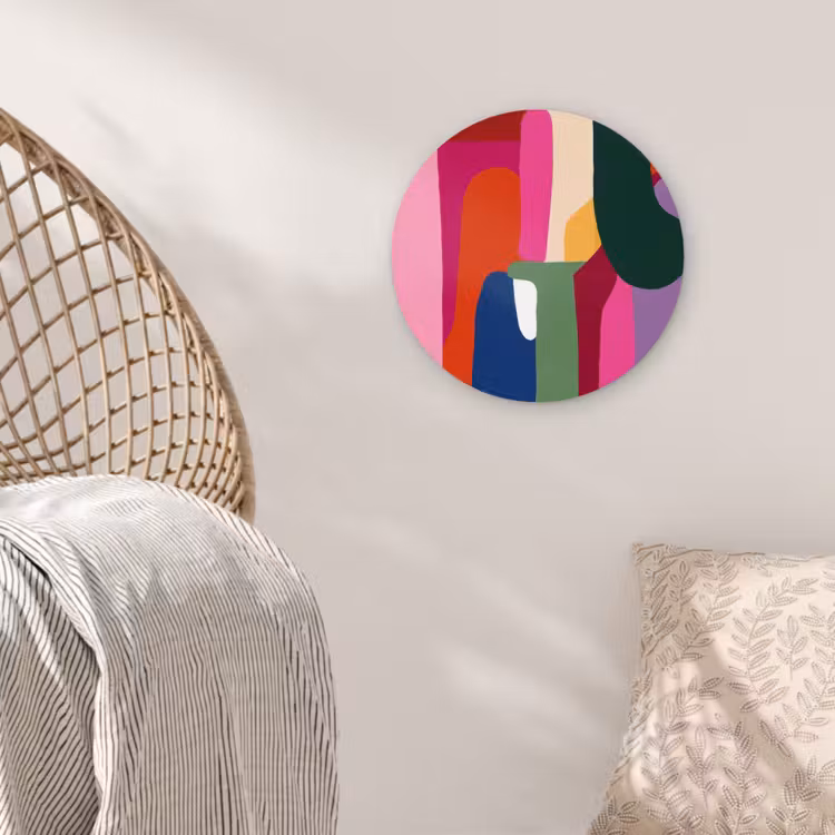 Kleurvakken - Recht - Rond - Abstract Wandcirkel plexiglas klein -sfeer5