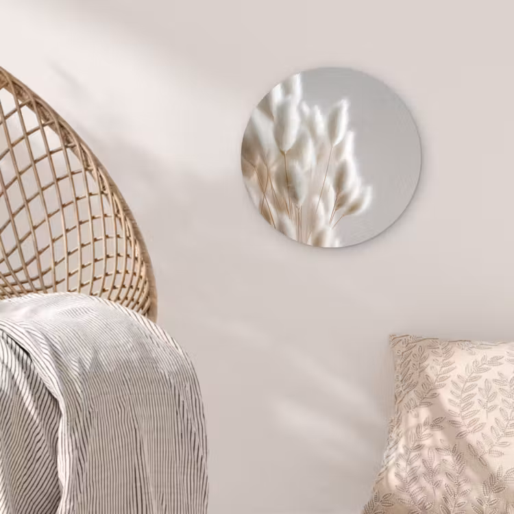 Pluimen - Beige - Minimalistisch Wandcirkel plexiglas klein -sfeer5