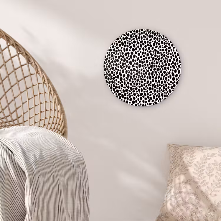 Vlekken - Zwart - Wit Wandcirkel plexiglas klein 852 -sfeer5