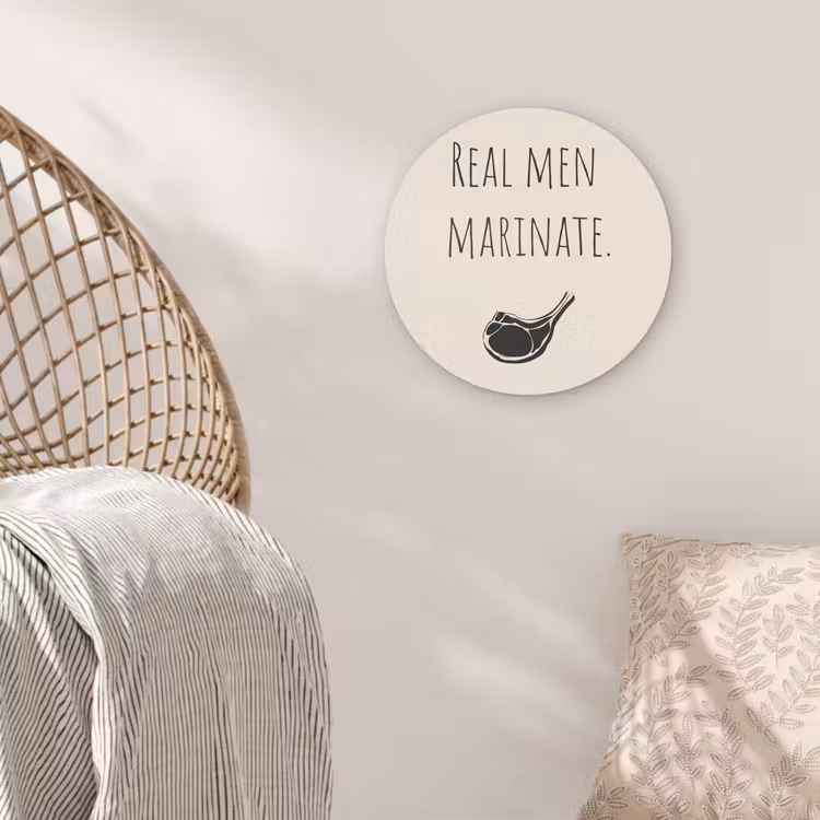 Vlees - Minimalistisch - Beige - Quote Wandcirkel plexiglas klein -sfeer5