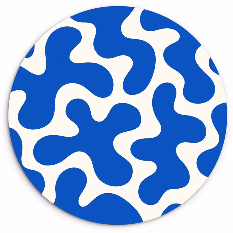 Vormen - Abstract - Blauw - Golven Wandcirkel plexiglas klein -3d