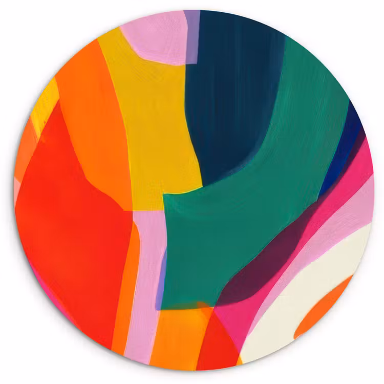 Vormen - Golvend - Abstract - Felroze Wandcirkel plexiglas klein -3d