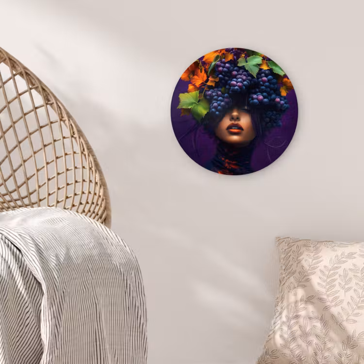 Vrouw - Paars - Druiven Wandcirkel plexiglas klein -sfeer5