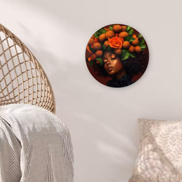 Vrouw - lychee - exotisch Wandcirkel plexiglas klein -sfeer5