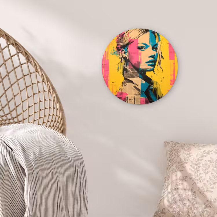 Vrouw - Verfstrepen - Gekleurd Wandcirkel plexiglas klein -sfeer5