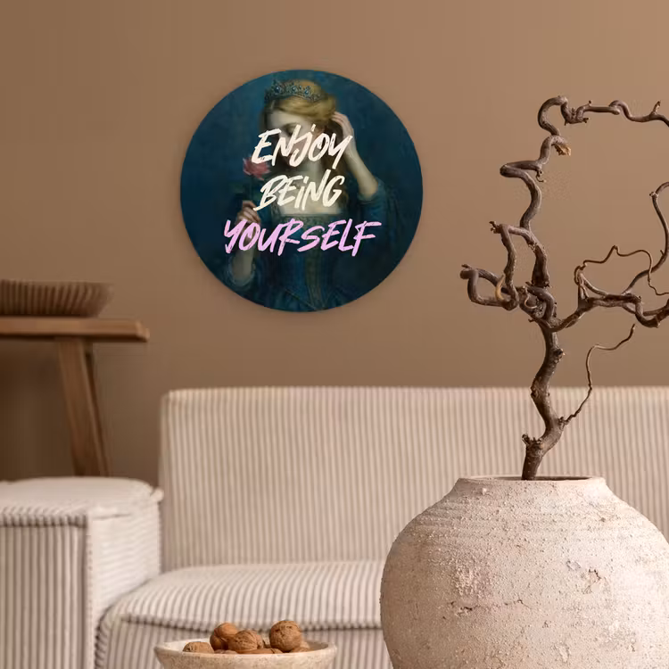 Vrouw - Roos - Quote Wandcirkel plexiglas klein -sfeer1