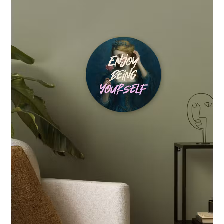 Vrouw - Roos - Quote Wandcirkel plexiglas klein -sfeer3