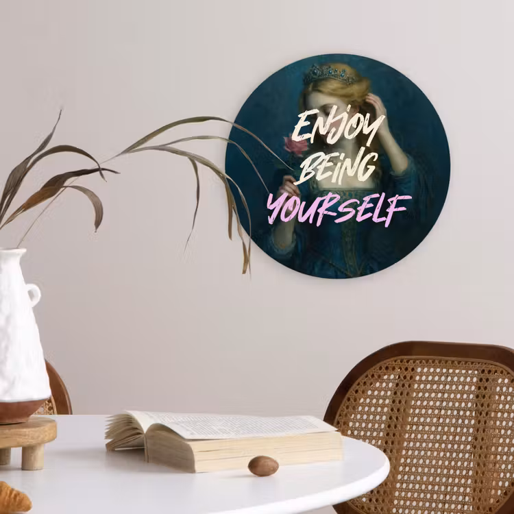 Vrouw - Roos - Quote Wandcirkel plexiglas klein -sfeer4