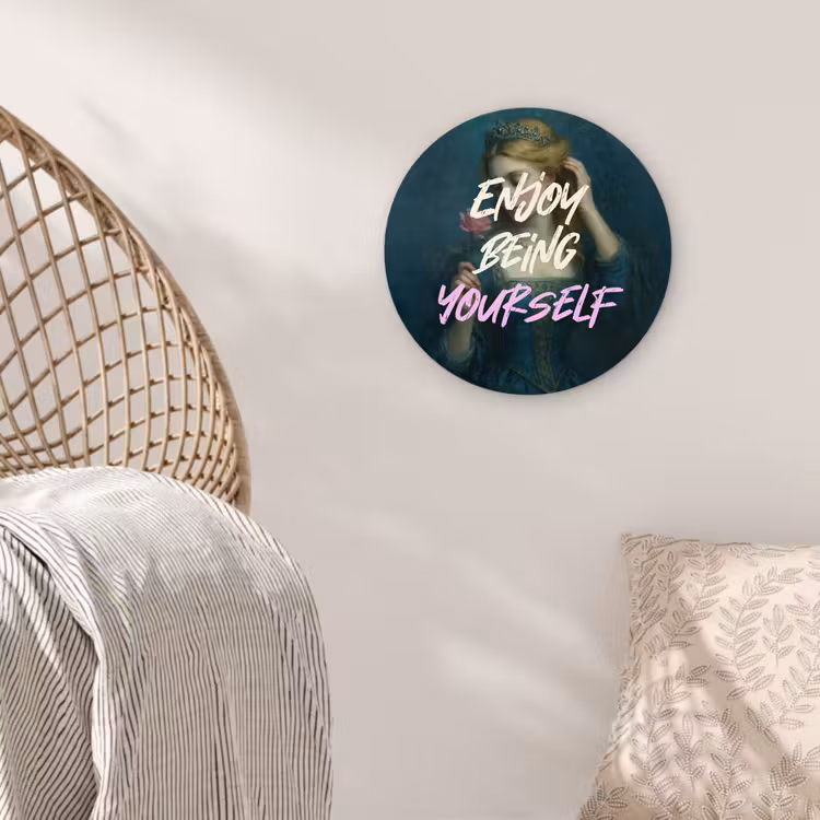 Vrouw - Roos - Quote Wandcirkel plexiglas klein -sfeer5