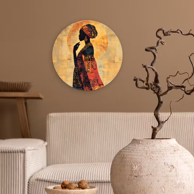 Vrouw - Silhouet - Patronen - Sierlijk Wandcirkel plexiglas klein -sfeer1