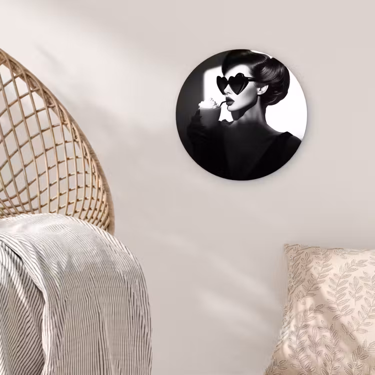 Vrouw - Zwart - Hart Wandcirkel plexiglas klein -sfeer5