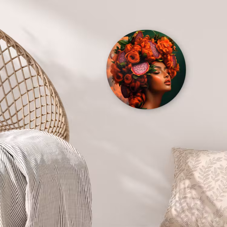 Vrouw - Drankenfruit - Rozen Wandcirkel plexiglas klein -sfeer5