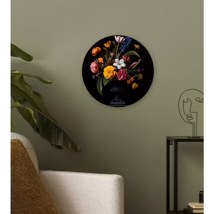 Lente - Bloemen - Klassiek - Vaas Wandcirkel plexiglas klein -sfeer3