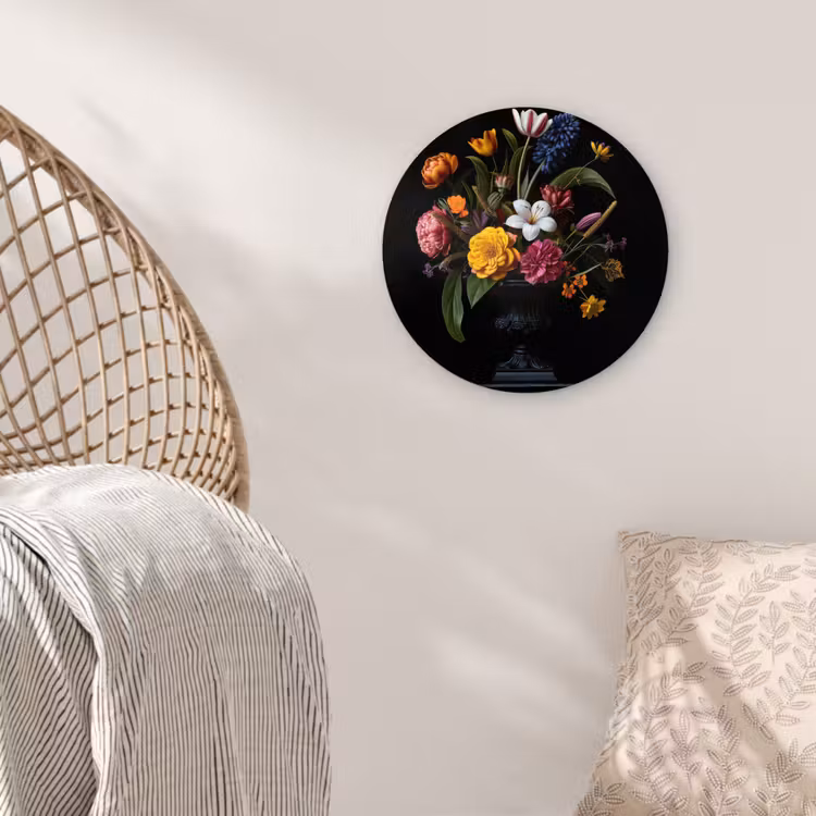 Lente - Bloemen - Klassiek - Vaas Wandcirkel plexiglas klein -sfeer5