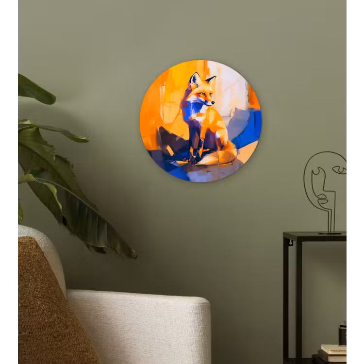 Vos - Oranje - Vormen - Abstract Wandcirkel plexiglas klein -sfeer3