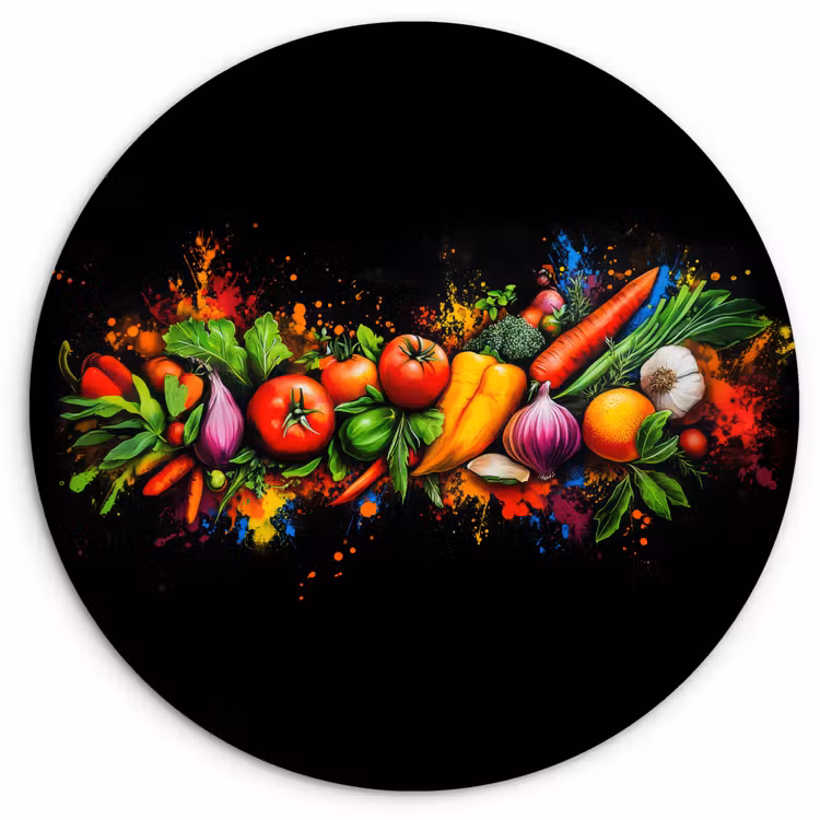 Groente - Eten - Kruiden - Graffiti - Koken Wandcirkel plexiglas klein -3d