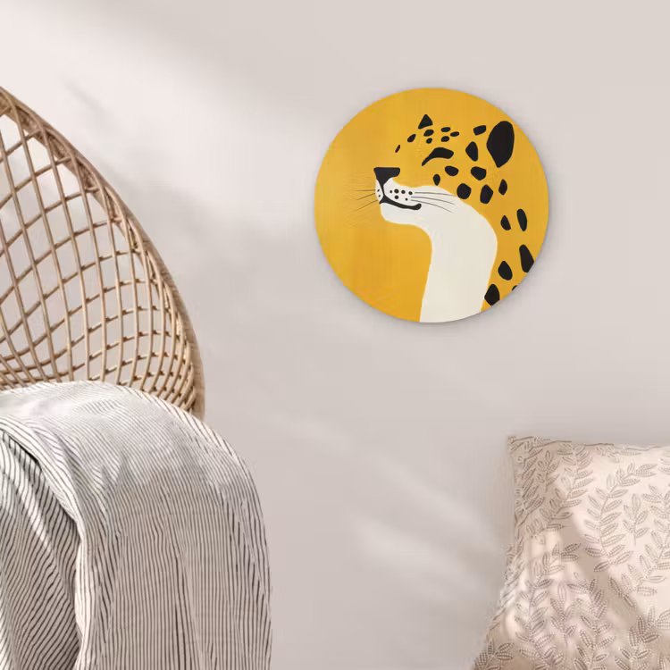Cheetah - Illustratie - Geel Wandcirkel plexiglas klein -sfeer5