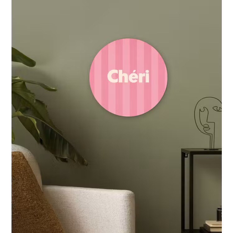 Gestreept - Roze - Chéri Wandcirkel plexiglas klein -sfeer3
