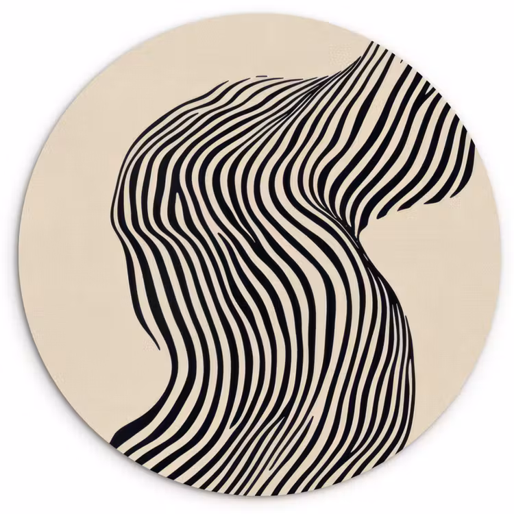 Golvend - Lijnen - Abstract - Silhouet Wandcirkel plexiglas klein -3d