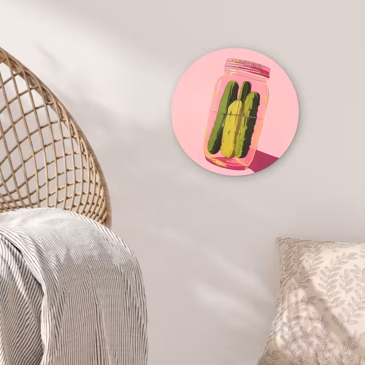 Augurken - Pot - Schaduw - Roze Wandcirkel plexiglas klein -sfeer5