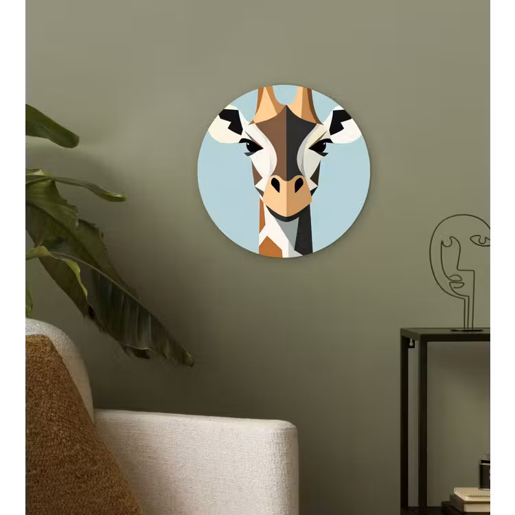 Giraffe - Illustratie - Bruin - Minimalistisch Wandcirkel plexiglas klein -sfeer3