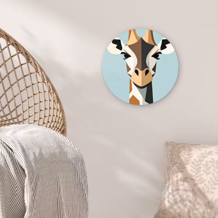 Giraffe - Illustratie - Bruin - Minimalistisch Wandcirkel plexiglas klein -sfeer5