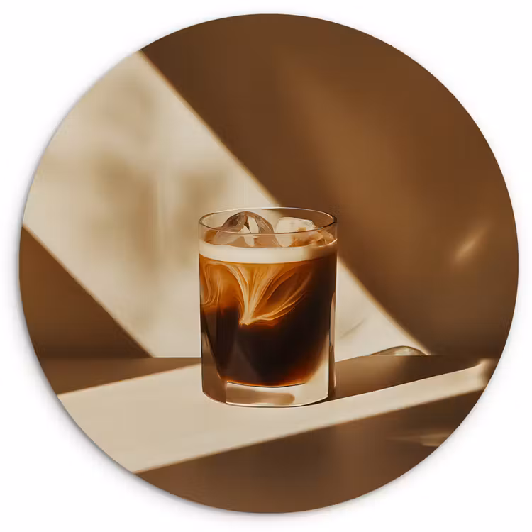 Glas - Ijskoffie - Schaduw - Bruin Wandcirkel plexiglas klein -3d