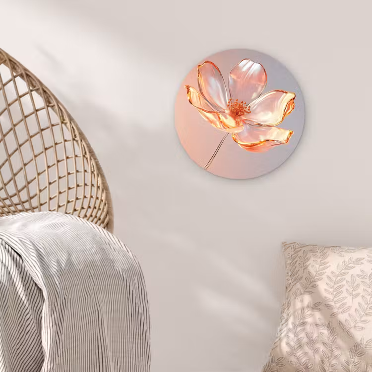 Glazen - Bloem - Roze Wandcirkel plexiglas klein -sfeer5