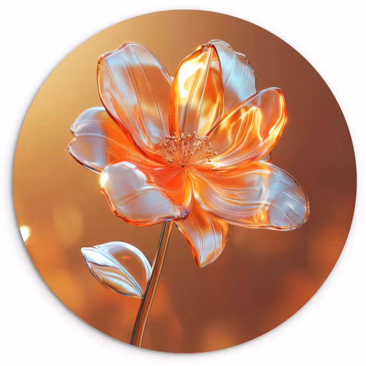 Glazen - Bloem - Zonlicht Wandcirkel plexiglas klein -3d