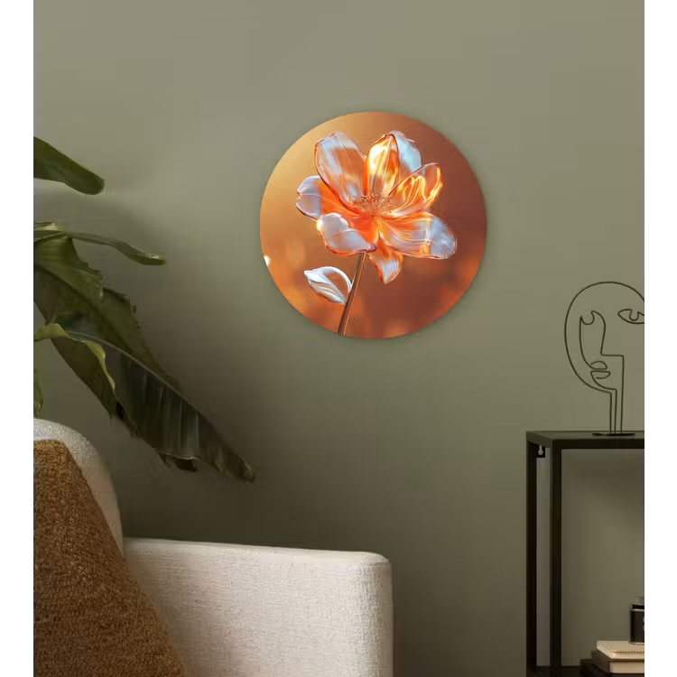 Glazen - Bloem - Zonlicht Wandcirkel plexiglas klein -sfeer3