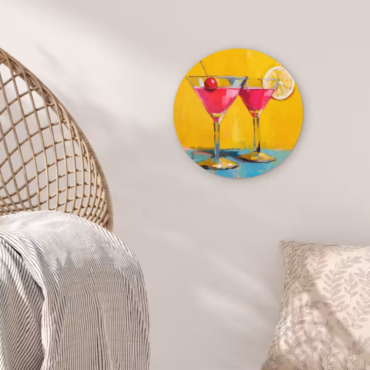 Glazen - Cocktail - Citroen - Kers Wandcirkel plexiglas klein -sfeer5
