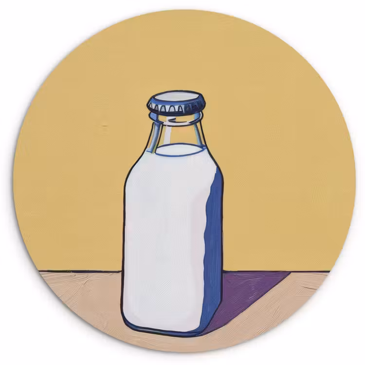 Glazen - Fles - Illustratie - Melk Wandcirkel plexiglas klein -3d