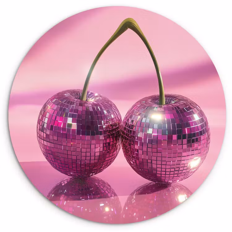 Glitter - Discobol - Roze - Kersen Wandcirkel plexiglas klein -3d