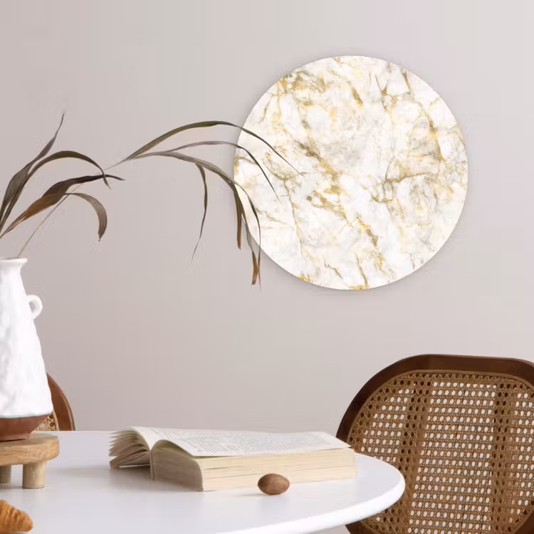 Goud - Licht - Nerf - Marmer Wandcirkel plexiglas klein 852 -sfeer4