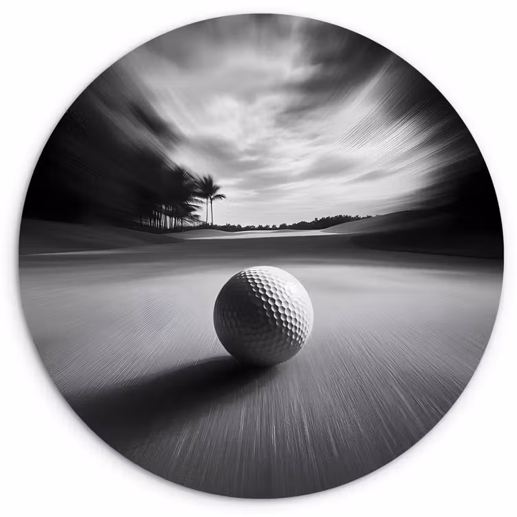 Golfbal - Wazig - Zwart Wandcirkel plexiglas klein -3d
