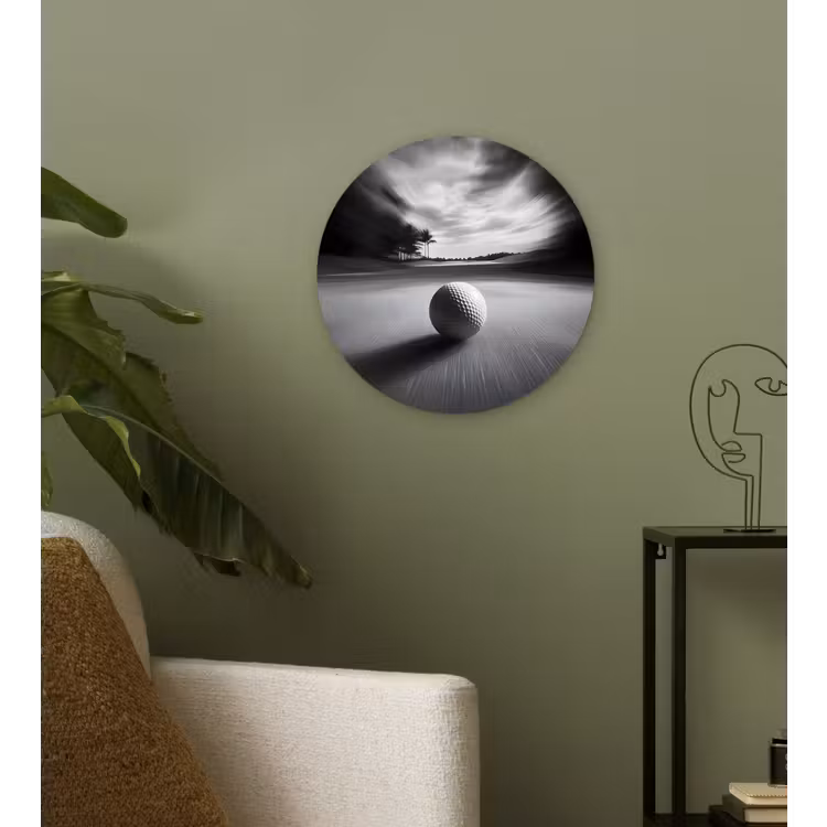 Golfbal - Wazig - Zwart Wandcirkel plexiglas klein -sfeer3