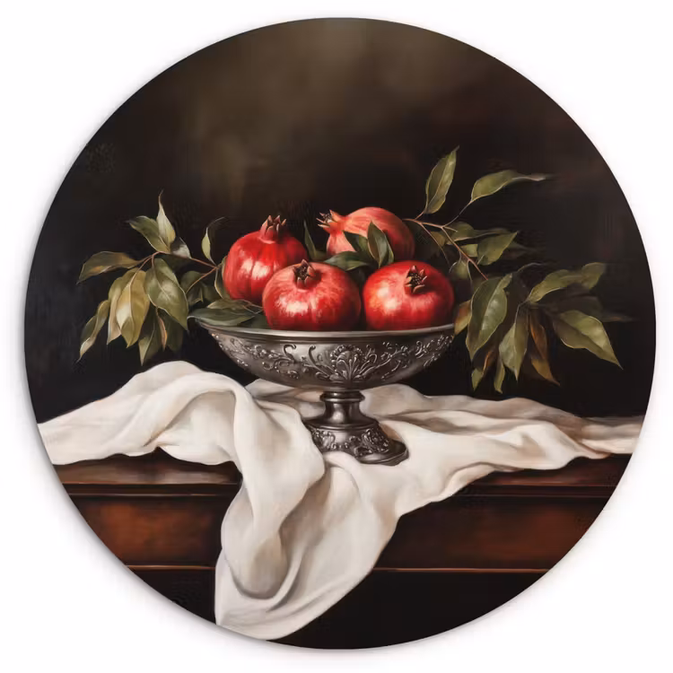 Granaatappels - Klassiek - Vintage Wandcirkel plexiglas klein -3d