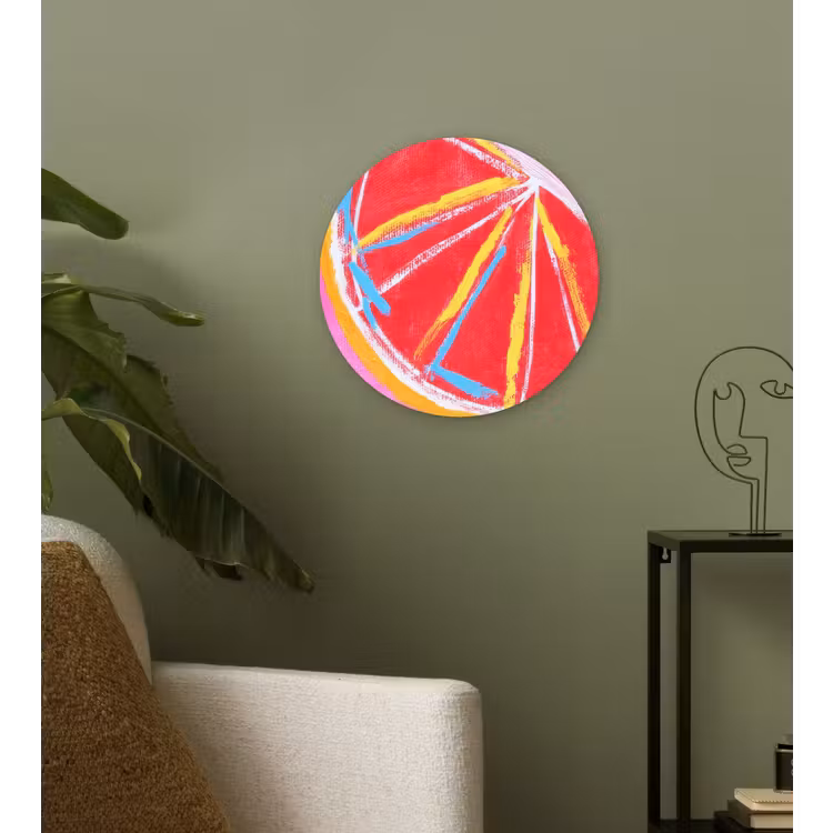 Grapefruit - Geschilderd - Roze - Strepen Wandcirkel plexiglas klein -sfeer3