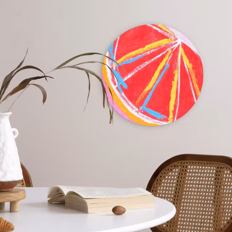 Grapefruit - Geschilderd - Roze - Strepen Wandcirkel plexiglas klein -sfeer4