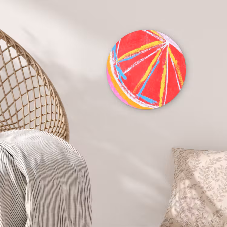 Grapefruit - Geschilderd - Roze - Strepen Wandcirkel plexiglas klein -sfeer5
