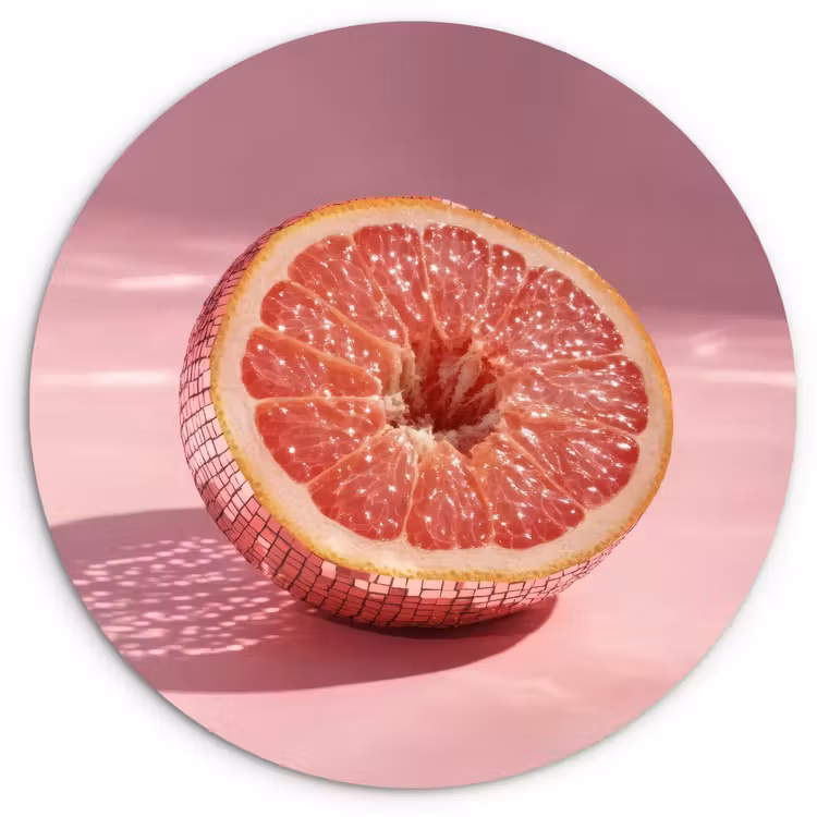 Grapefruit - Roze - Disco - Shiny Wandcirkel plexiglas klein -3d