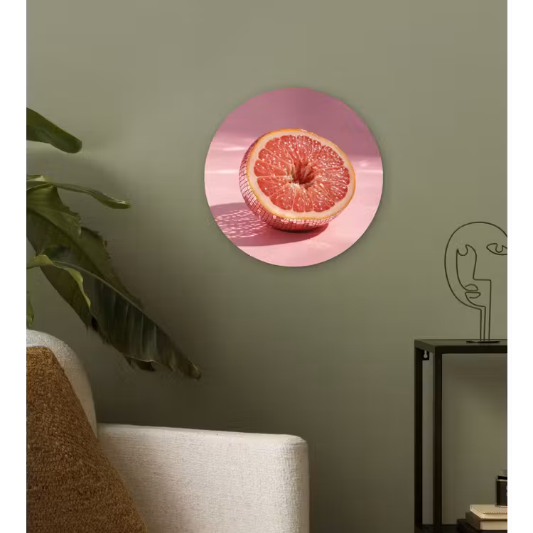 Grapefruit - Roze - Disco - Shiny Wandcirkel plexiglas klein -sfeer3