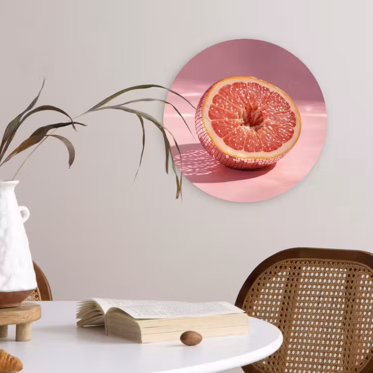 Grapefruit - Roze - Disco - Shiny Wandcirkel plexiglas klein -sfeer4
