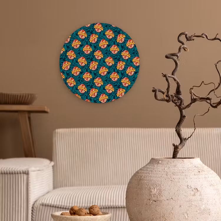 Groen - Disco - Patroon Wandcirkel plexiglas klein 852 -sfeer1