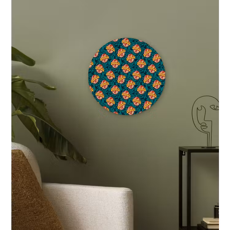 Groen - Disco - Patroon Wandcirkel plexiglas klein 852 -sfeer3