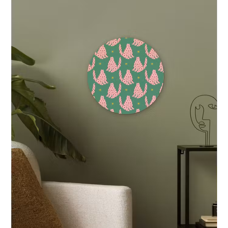 Groen - Katten - Stippen - Sterren Wandcirkel plexiglas klein 852 -sfeer3